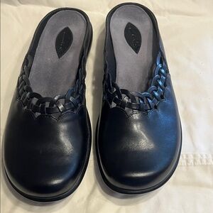 Clarks Black Women's Mules with Woven Detail